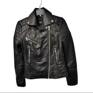 Barneys Originals Black Leather Moto Jacket